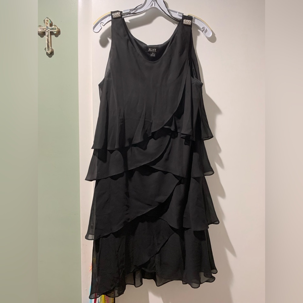 SNLY, size 16, black, sheer layers ladies cocktail dress. Beautiful